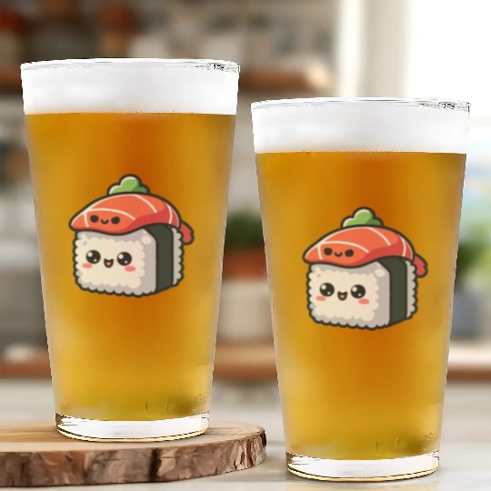 kawaii sushi character - food Glass Cups