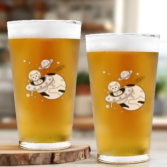 Space Cat Adventure Design Glass Cups