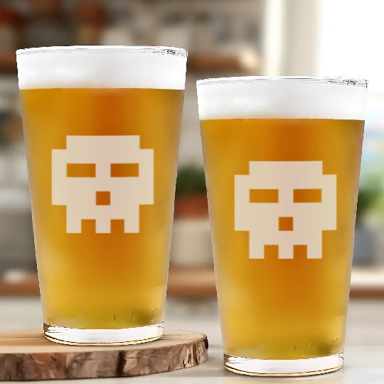 Scott Pilgrim 8-bit Skull Vector Glass Cups