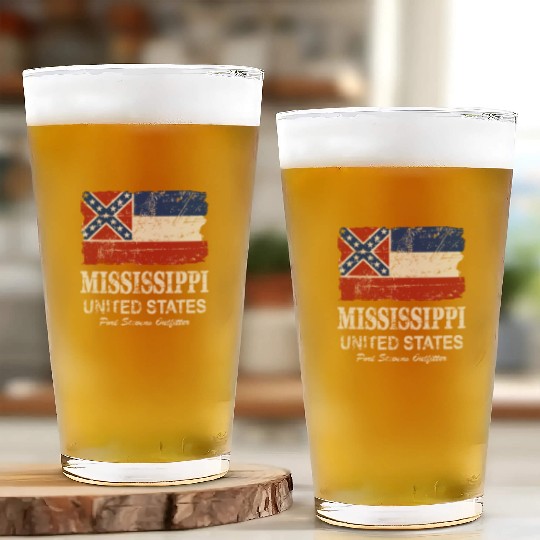 Mississippi Flag - Vintage Look Glass Cups