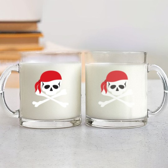 White Skull & Crossbones Glass Mugs