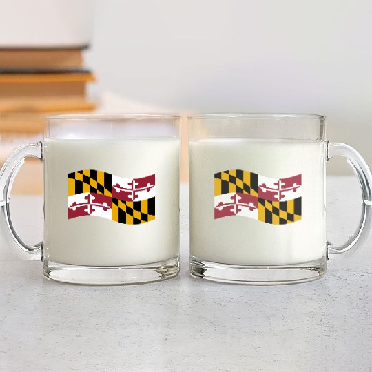 Waving Maryland Flag Glass Mugs