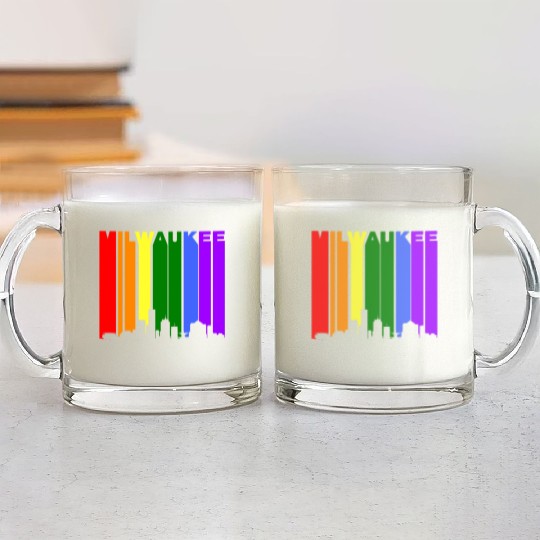 Milwaukee Wisconsin Rainbow LGBT Gay Pride Glass Mugs