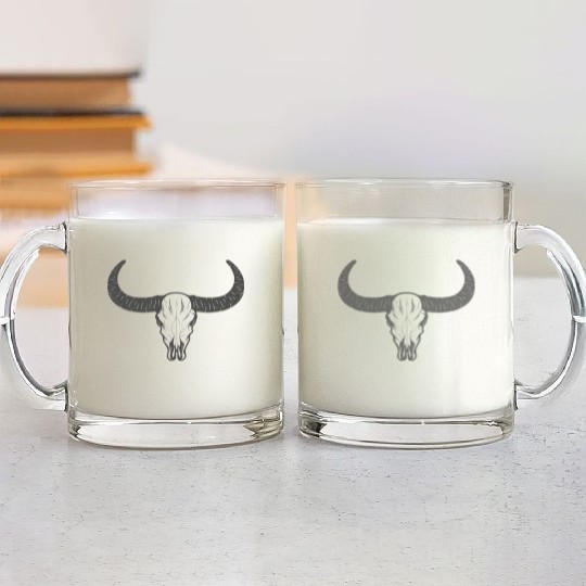 buffalo skull Glass Mugs