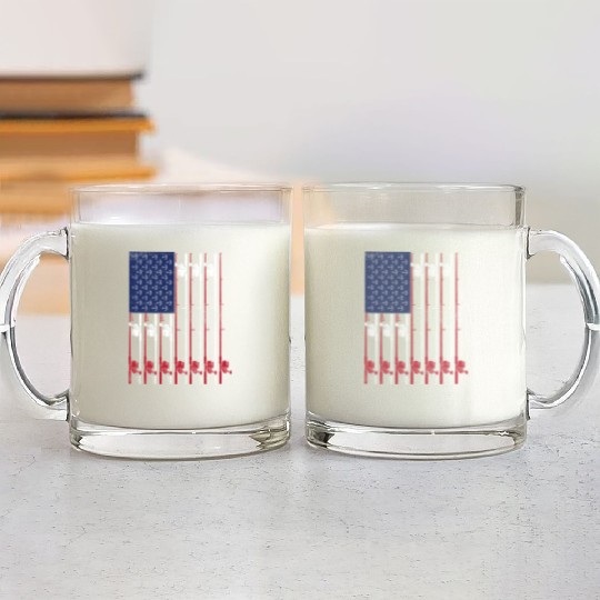 Vintage US Flag Fishing Rods + Hooks ➢ Fisherman Glass Mugs