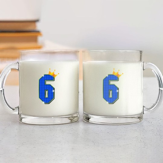 Cool Shiny 6th Birthday Gold Crown Sparkles 6 Year Glass Mugs