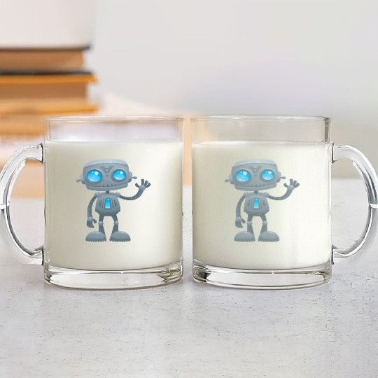 Waving Robot Glass Mugs