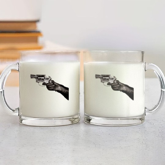 Monkey With Gun Glass Mugs