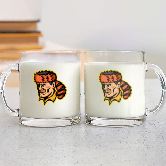 Davy Crockett Mascot Glass Mugs