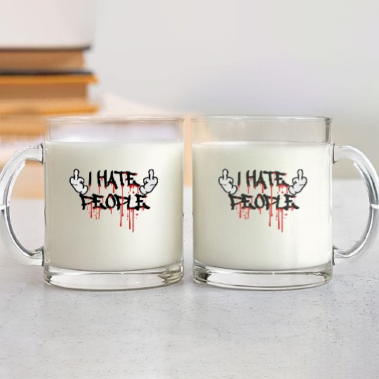 cool i hate people text graffiti spray drop blood Glass Mugs