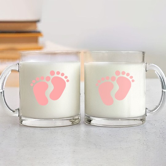 Baby Feet Pastel Pink Pregnancy Maternity Glass Mugs