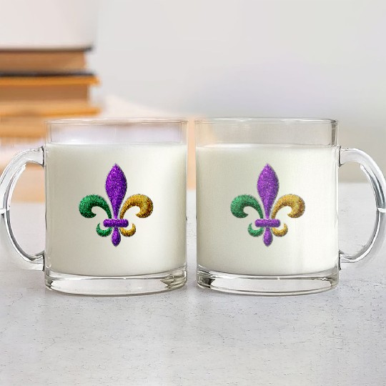 Mardi Gras New Orleans SaintsFleur De Lis Bling Glass Mugs