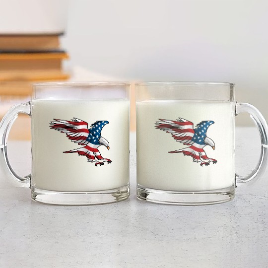 Patriotic American Eagle Glass Mugs