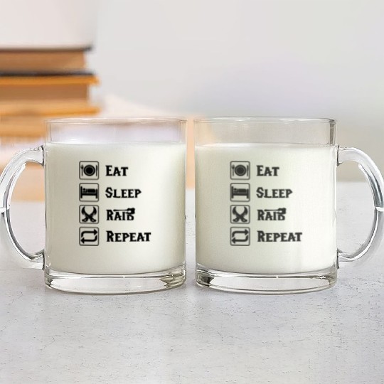 Eat sleep raid repeat world of warcraft present Glass Mugs