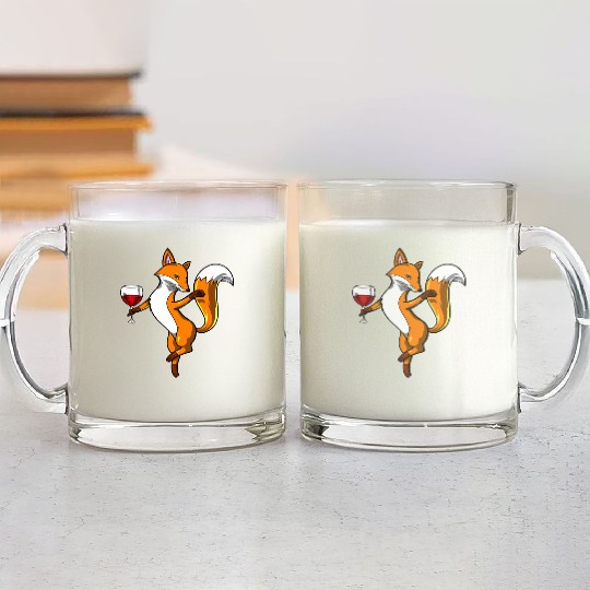 Cute Fox Wine Drinking Lover Party Glass Mugs