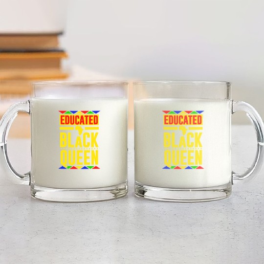 Educated Black Queen Glass Mugs