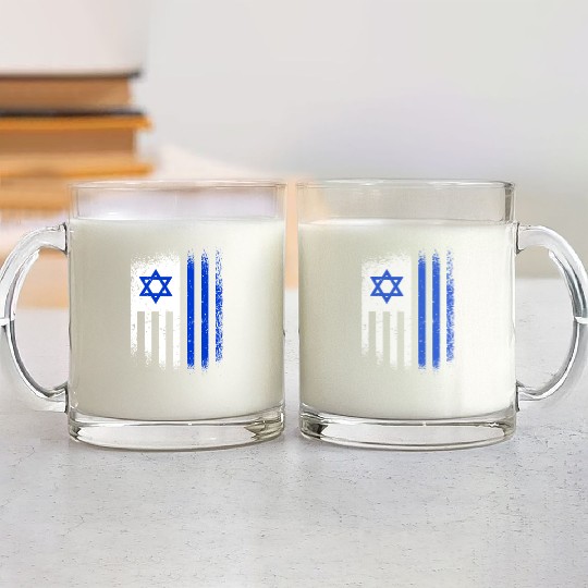 Israel Flags Design / Jerusalem Haifa Tel-Aviv Glass Mugs