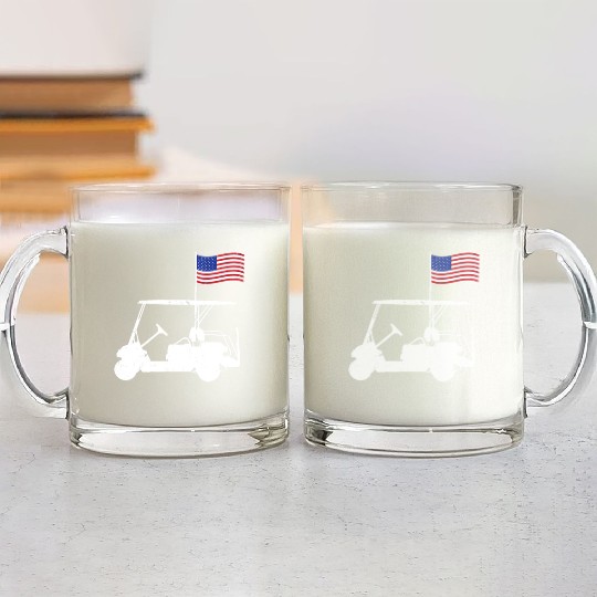 Funny Patriotic Golf Wear USA Flag Golf Cart Glass Mugs