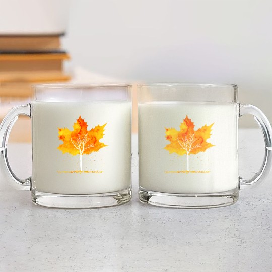 Maple Leaf Autumn Orange Fall Leaves Glass Mugs