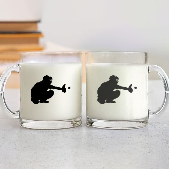 Baseball catcher waiting to catch a pitch Glass Mugs