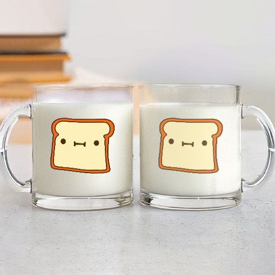 toast bread slice bun sweet cute Glass Mugs