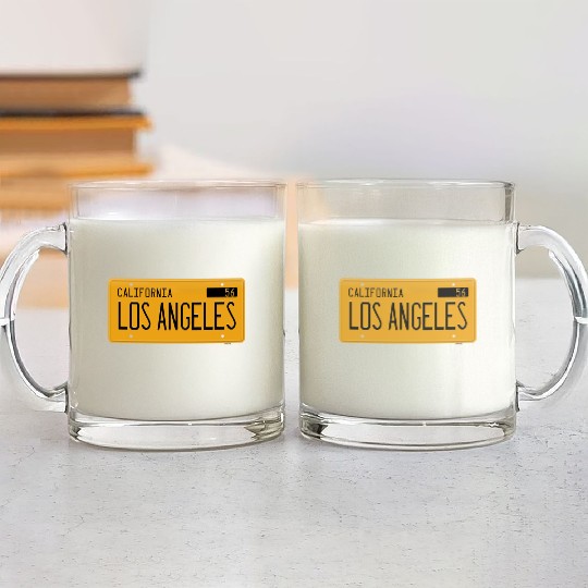 Los Angeles California 1956 yellow license plate Glass Mugs