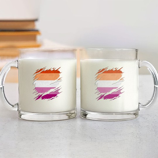 Lesbian Pride Flag Ripped Reveal Glass Mugs