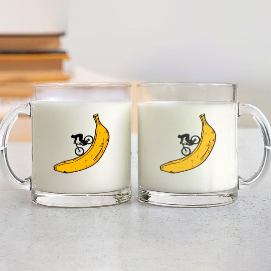 banana downhill Biker Glass Mugs