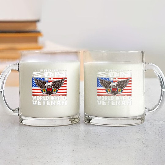 Proud Son of World War 2 Veteran Military Glass Mugs