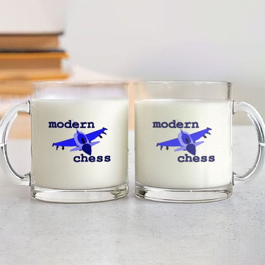 modern chess in royal blue Glass Mugs
