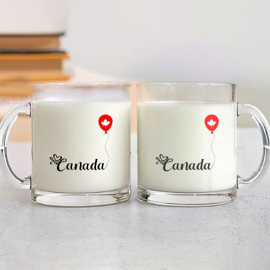 Canadian Maple Leaf Balloon Design Glass Mugs
