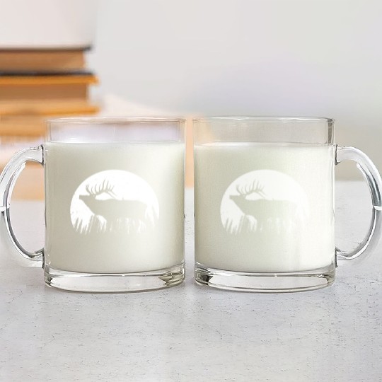 Elk Antlers Forest Moon Glass Mugs