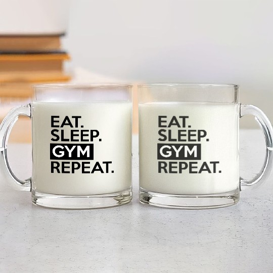 Eat Sleep Gym Repeat, fitness, workout, exercise Glass Mugs