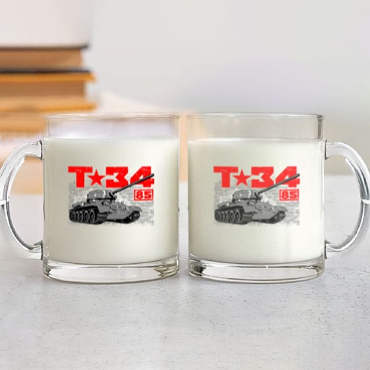 T-34-85 Soviet medium tank Glass Mugs