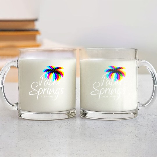Palm Springs Neon Tree (White) Glass Mugs