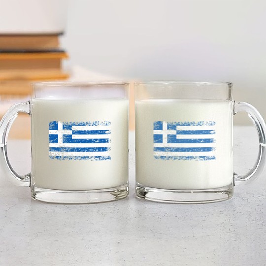 Greece Greek ensign flag used look Glass Mugs
