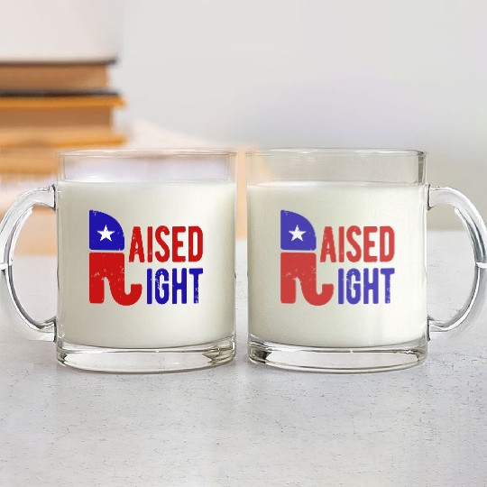 Raised Right Proud Republican Elephant Logo Usa Glass Mugs