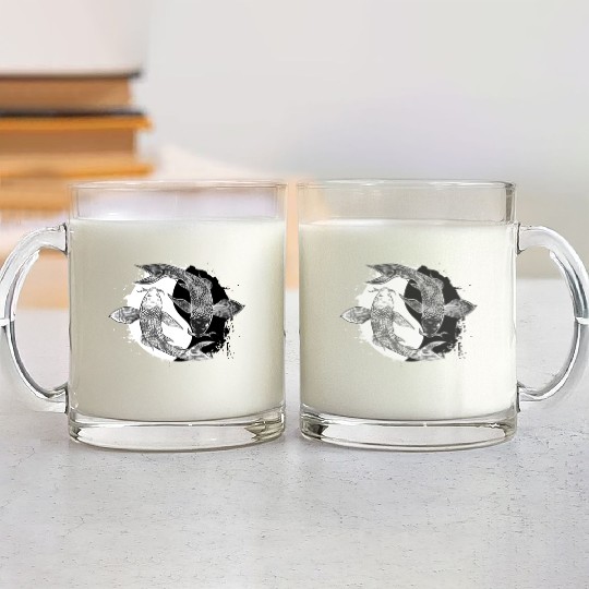 Koi Fish Yin Yang Symbol Harmony Taoism China Gift Glass Mugs
