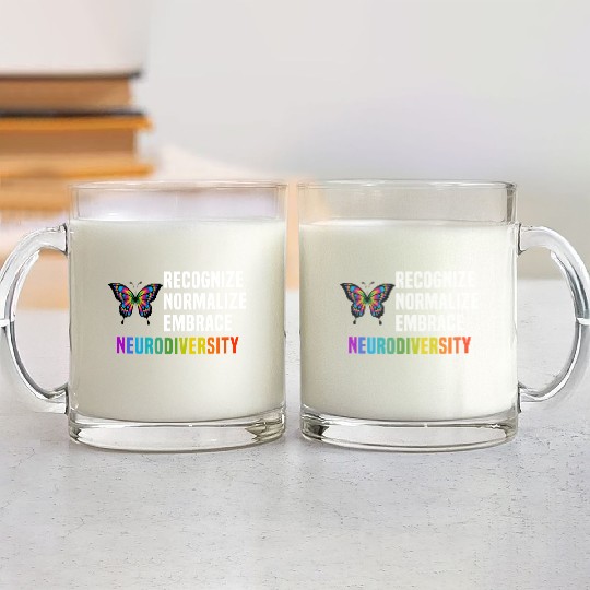 Recognize Embrace Neurodiversity Glass Mugs