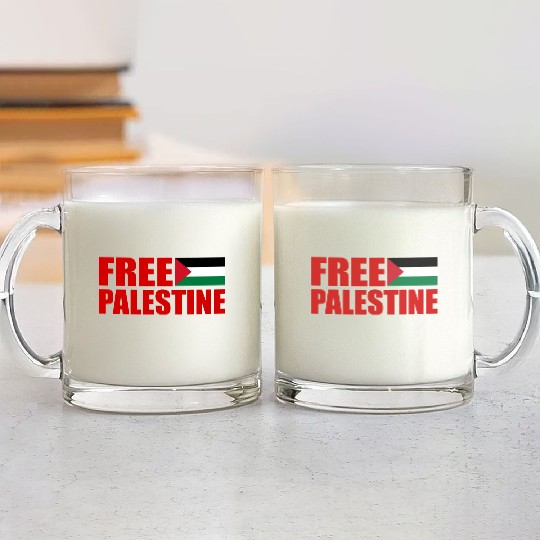 Free palestine Glass Mugs
