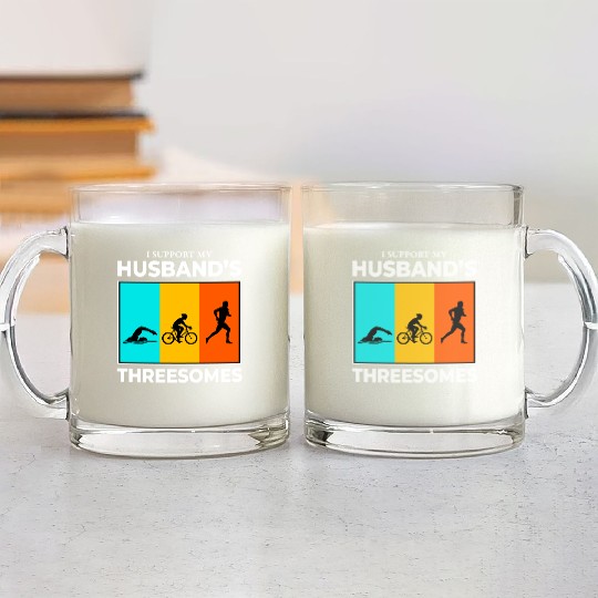 Swim Bike Run Triathlon Triathlete Husband Wife Glass Mugs
