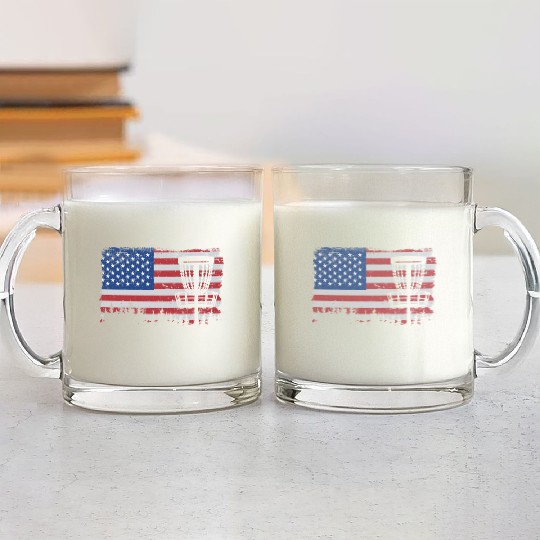 American Flag Disc Golf 4th Of July Vintage Funny Glass Mugs