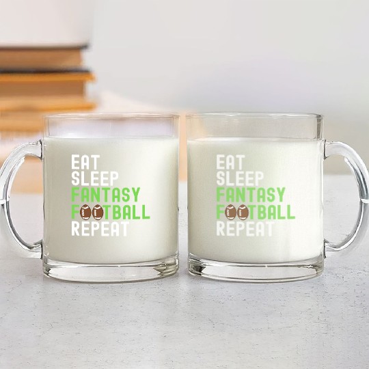 Eat Sleep Fantasy Football Repeat FFL Champion Glass Mugs