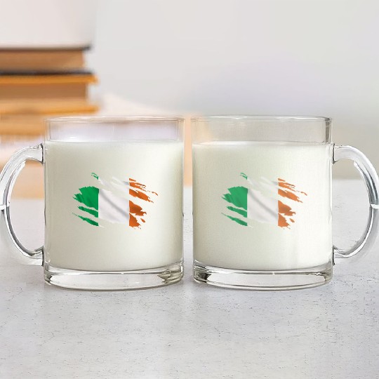 Ireland Ripped Flag Glass Mugs