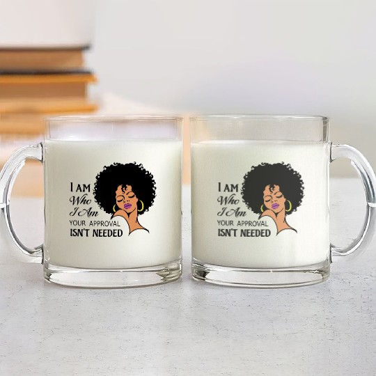 Black Queen Lady Curly Natural African American Glass Mugs