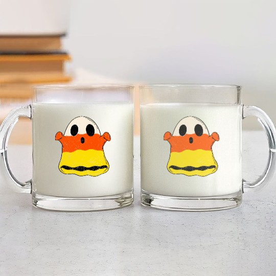 Vintage Candy Corn Ghost Creepy Halloween Costume Glass Mugs