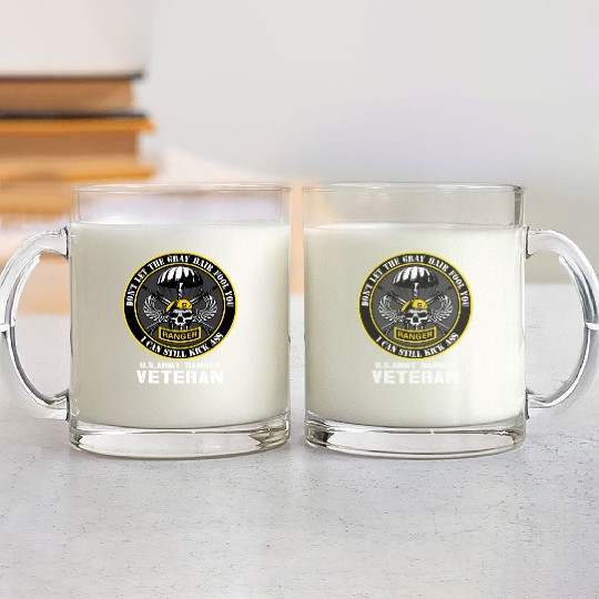 US Army Ranger Army Dad Military Veterans Day Glass Mugs