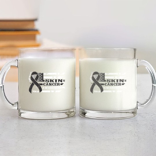 USA Flag SKIN Cancer Awareness Glass Mugs