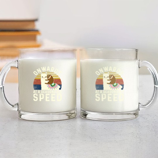 Vintage Style Sloth Riding Alpaca - Funny Llama Glass Mugs