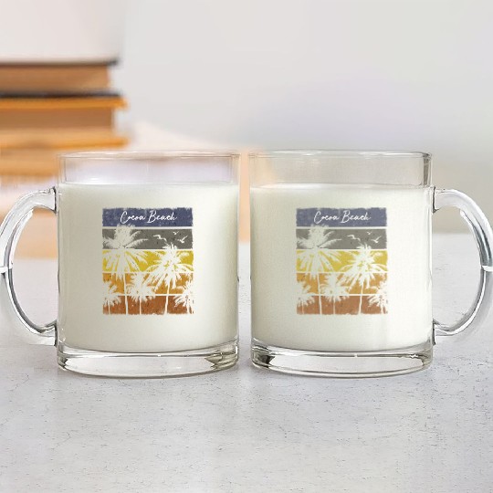 Cocoa Beach Florida Palm Tree Glass Mugs